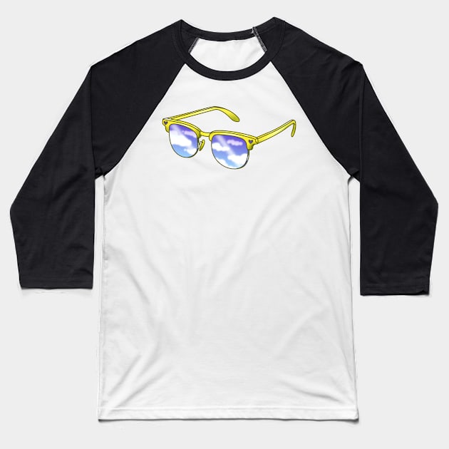 Yellow sunglasses with blue sky lenses Baseball T-Shirt by 2dsandy